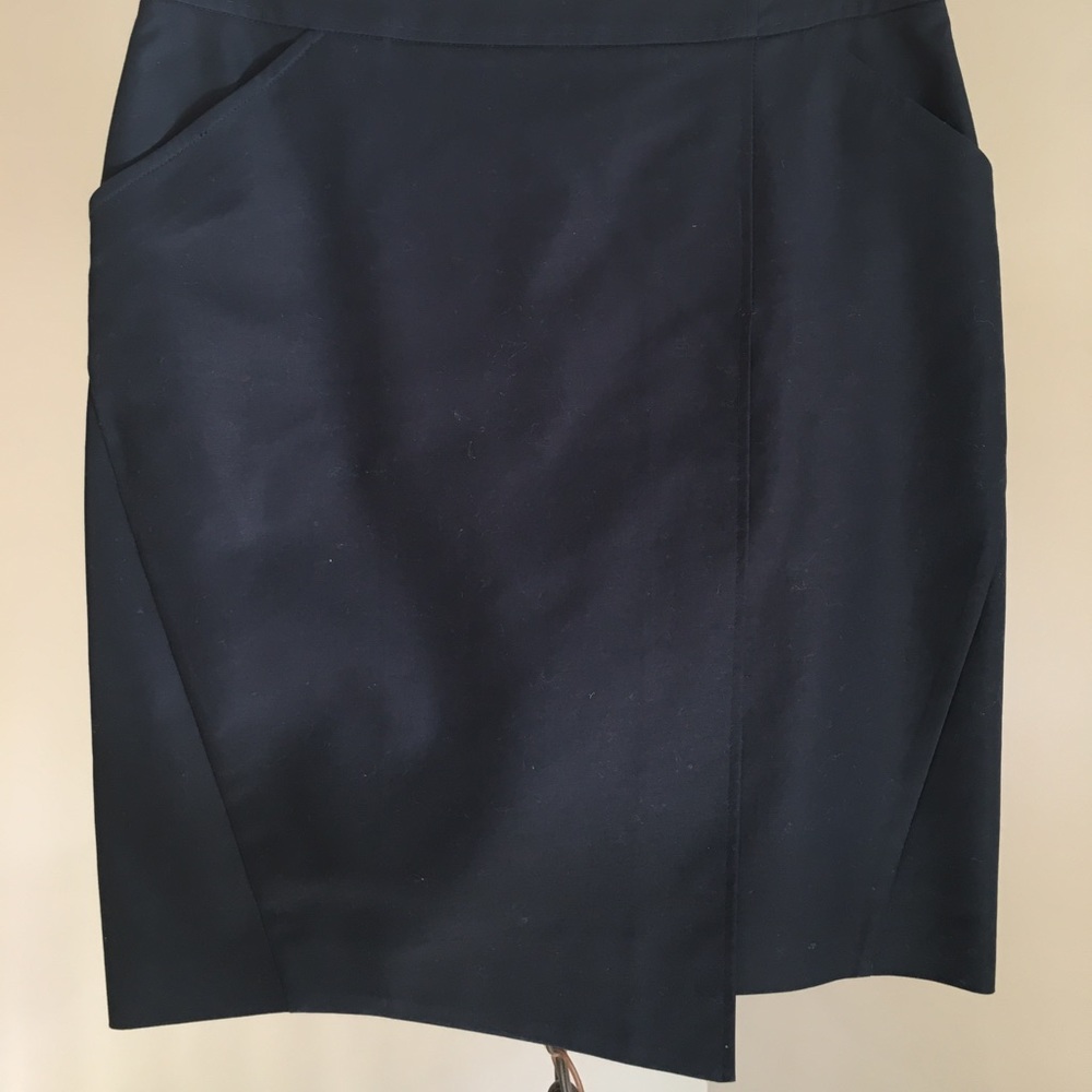 Brooks Brothers asymmetric navy skirt, size 10